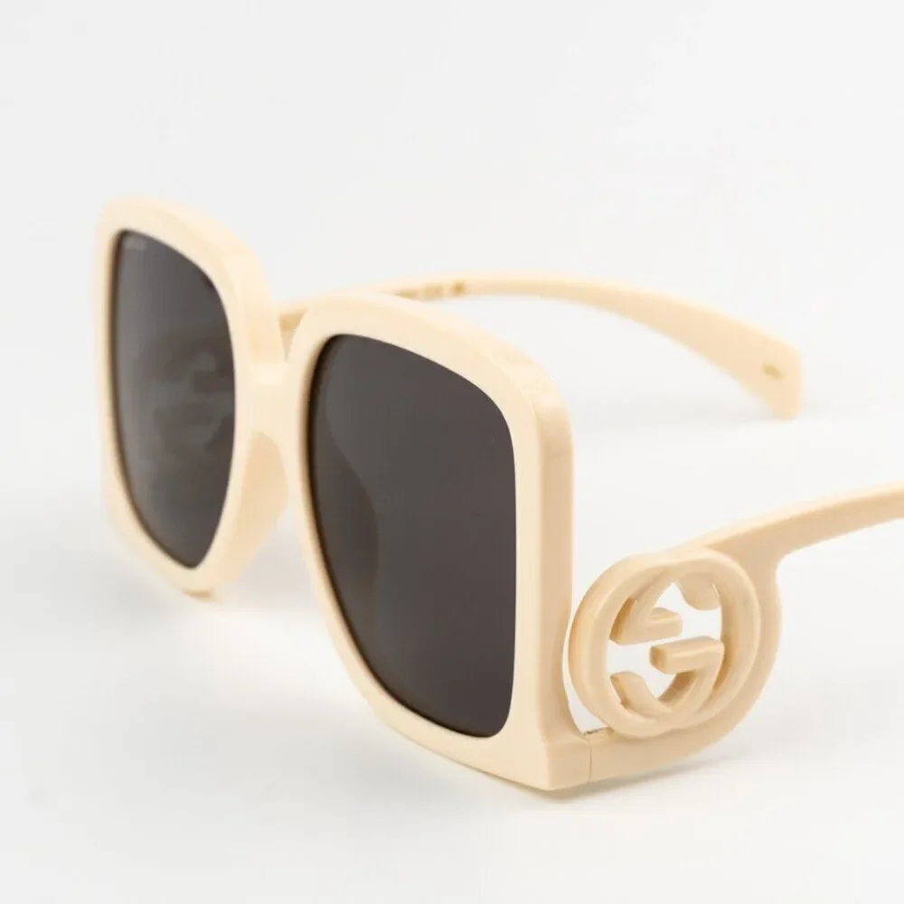 NEW Gucci GG1326S 009 Ivory Grey Mirror Oversized Square Women Sunglasses